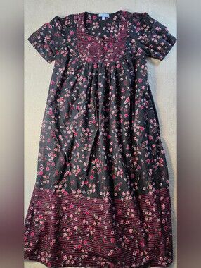 Only Necessities Floral Sleep Shirt Nightgown House Dress Pockets Womens L